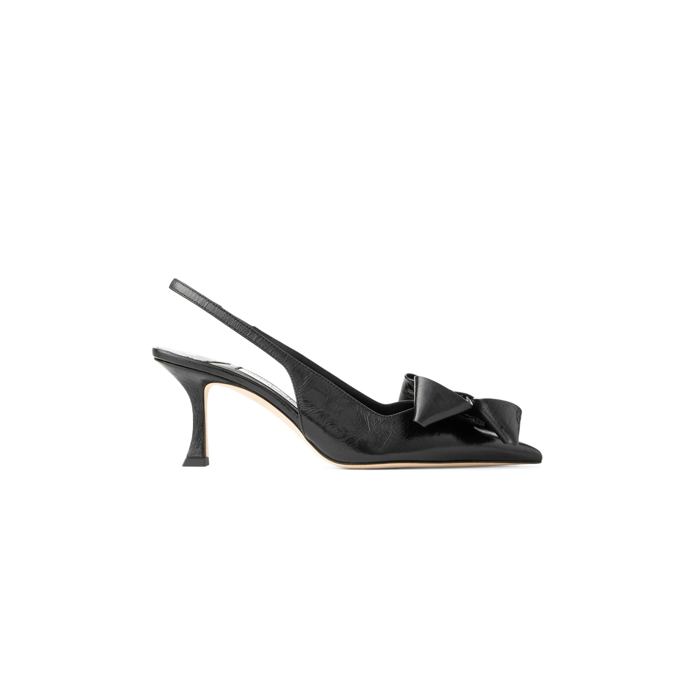 JIMMY CHOO STAZ SLING BACK 70 BLACK VINTAGE METALLIC LEATHER PUMPS STAZSB70GWG JIMMY CHOO STAZ SLING BACK 70 BLACK VINTAGE METALLIC LEATHER PUMPS STAZSB70GWG